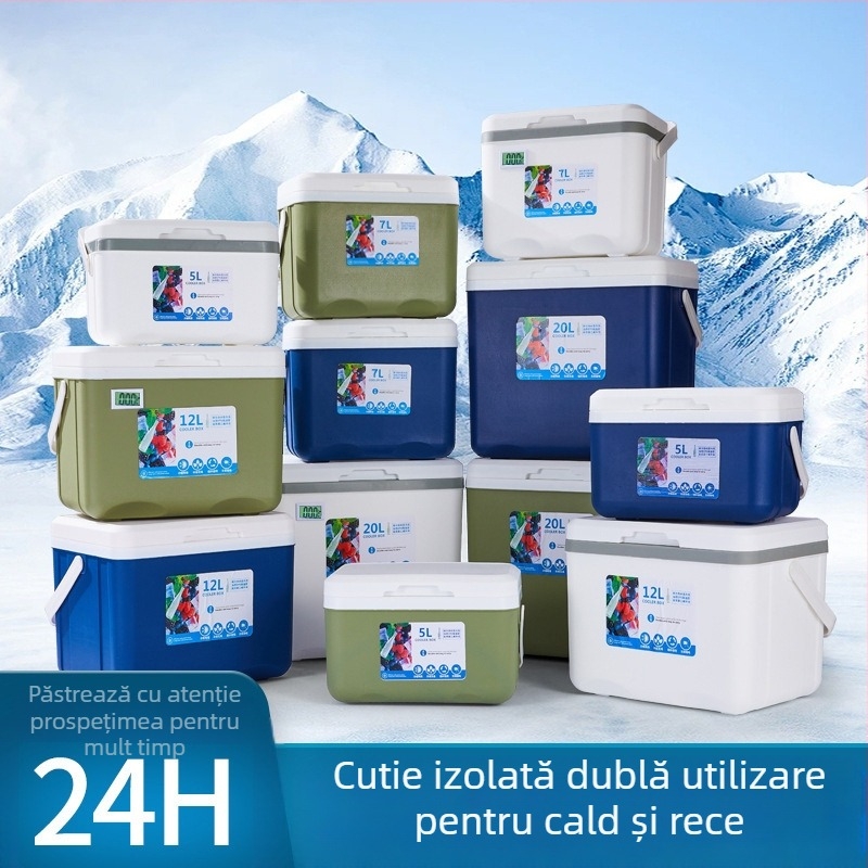 Cutie izolată pentru gheață | Răcitor portabil pentru camping în aer liber și standuri de noapte, Găleată de gheață și cilindru frigorifer, Premium, Stil modern minimalist