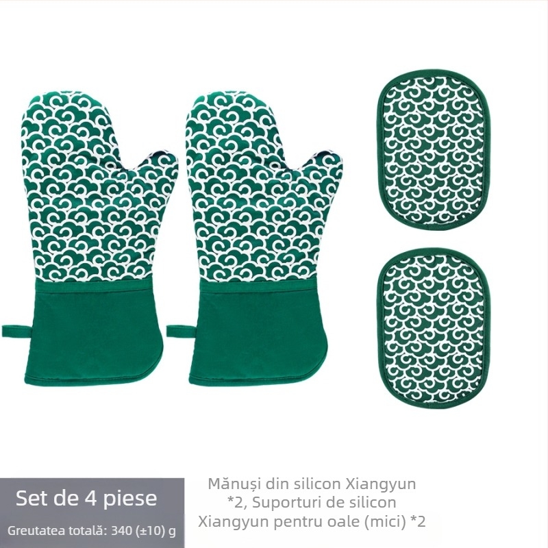 Set mănuși izolante din silicon și pad pentru oală – material silicon-bumbac, marcă Le Chun, personalizare disponibilă, lansat în 2024