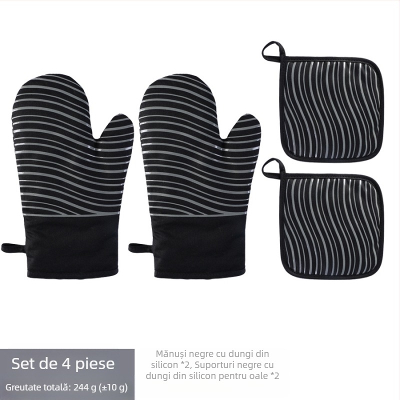 Set mănuși izolante din silicon și pad pentru oală – material silicon-bumbac, marcă Le Chun, personalizare disponibilă, lansat în 2024