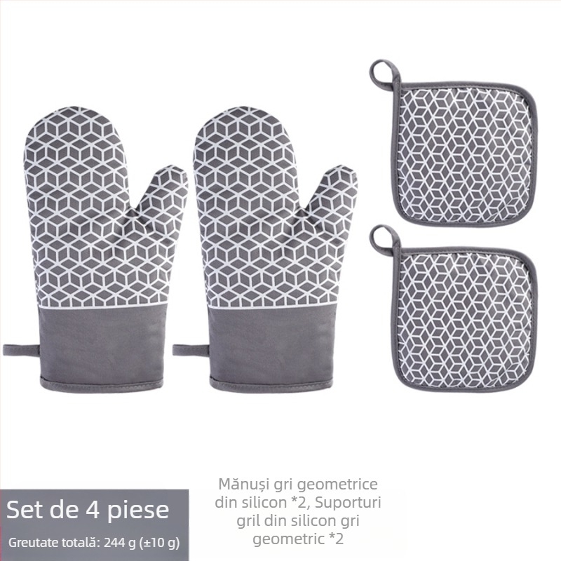 Set mănuși izolante din silicon și pad pentru oală – material silicon-bumbac, marcă Le Chun, personalizare disponibilă, lansat în 2024