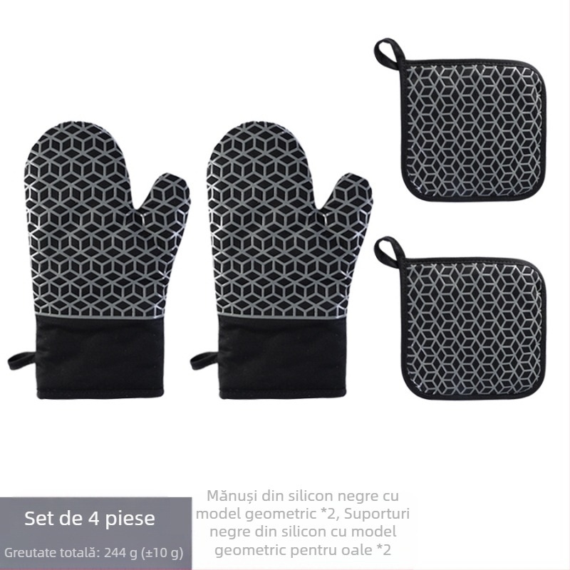 Set mănuși izolante din silicon și pad pentru oală – material silicon-bumbac, marcă Le Chun, personalizare disponibilă, lansat în 2024