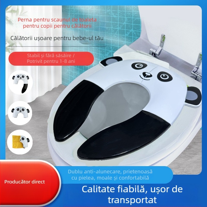 Covoraș de toaletă pentru copii, în formă de panda, pliabil, portabil, din PP, pentru călătorii și utilizare acasă