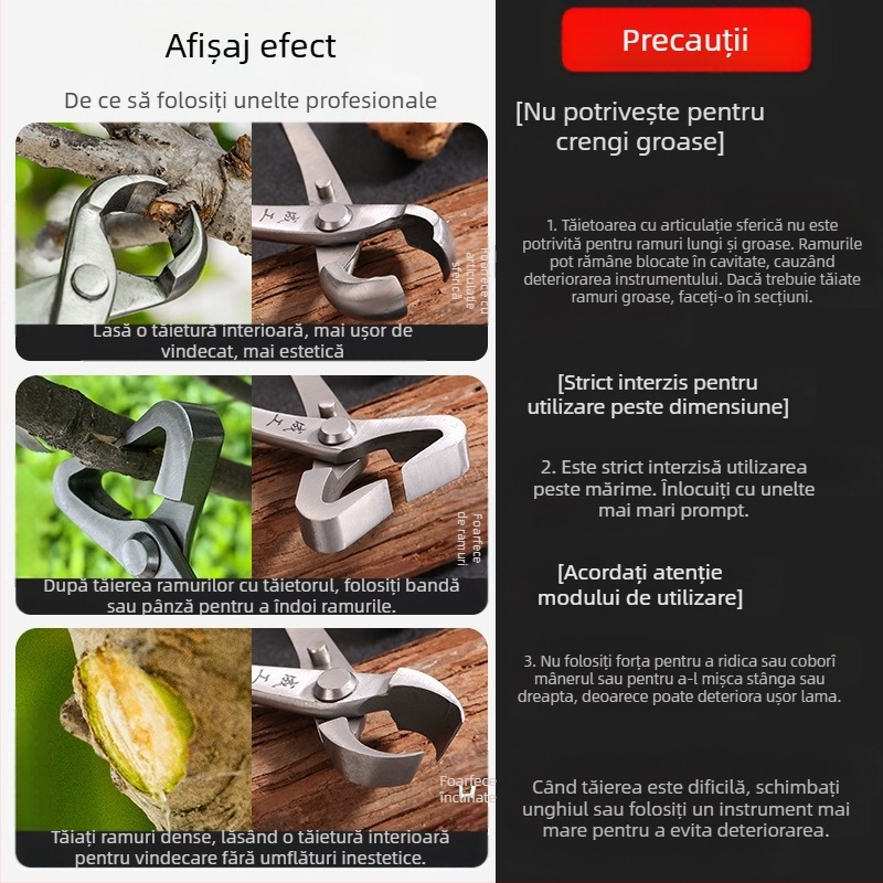 Foarfece de tăiat cu Ball Joint și gură înclinată pentru bonsai și ramuri – Instrument de grădinărit (Brand: Adult Worker)