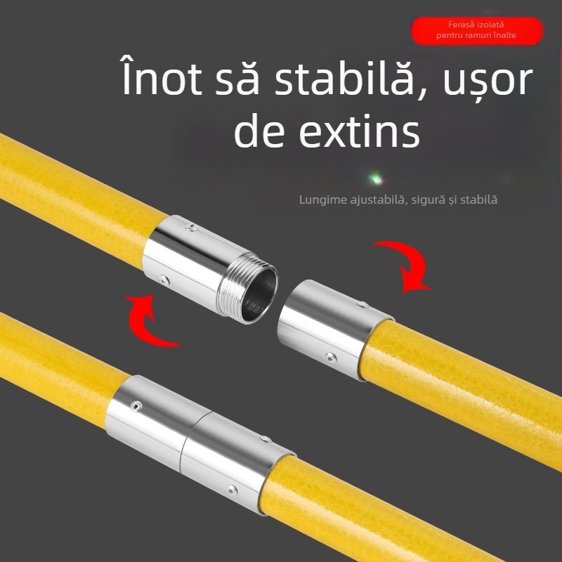 Ferăstrău manual izolat multifuncțional pentru crengi înalte, cu tijă din rășină epoxidică și mâner extensibil pentru grădină și tăierea copacilor