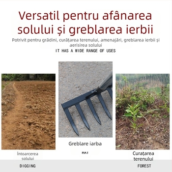 Greblă de grădină din oțel mangan cu dinți de 9 și 5, pentru afânarea solului și îndepărtarea buruienilor, utilizare casnică