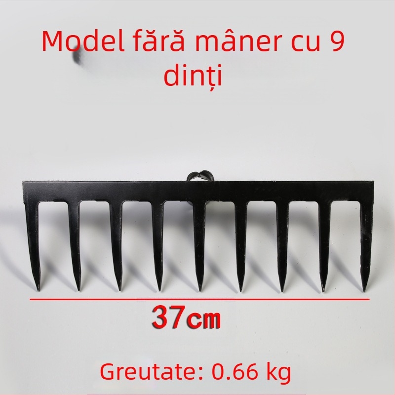 Greblă de grădină din oțel mangan cu dinți de 9 și 5, pentru afânarea solului și îndepărtarea buruienilor, utilizare casnică
