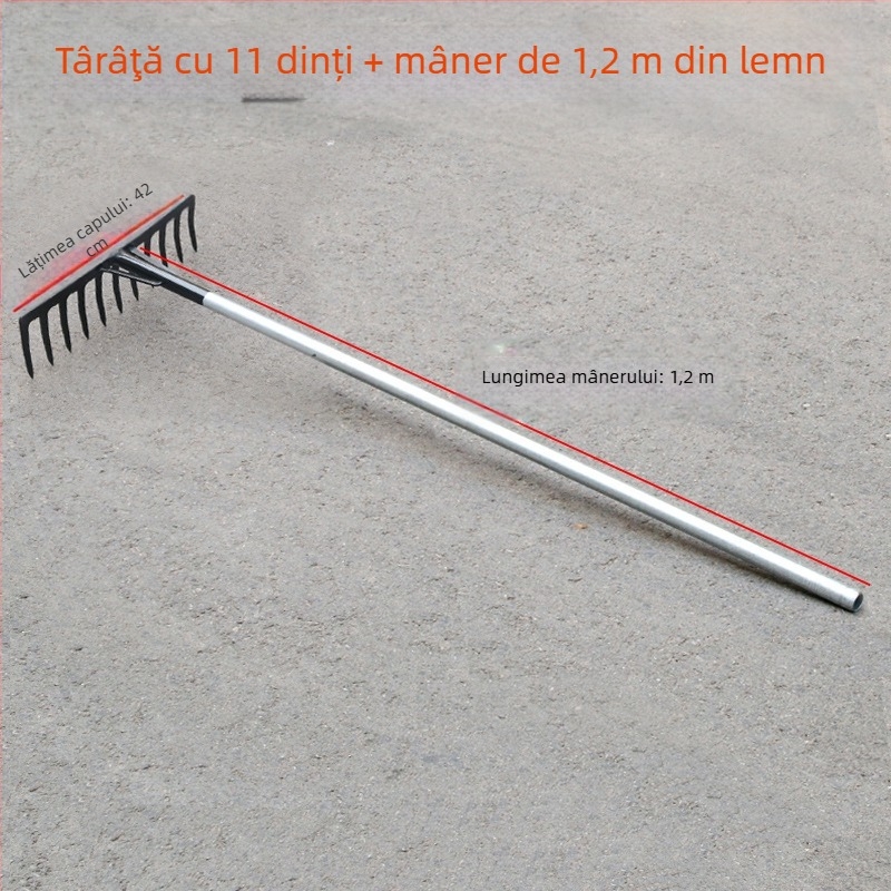 Greblă de grădină din oțel mangan cu dinți de 9 și 5, pentru afânarea solului și îndepărtarea buruienilor, utilizare casnică