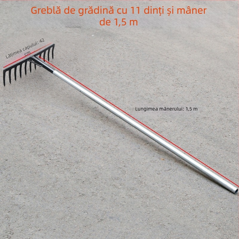 Greblă de grădină din oțel mangan cu dinți de 9 și 5, pentru afânarea solului și îndepărtarea buruienilor, utilizare casnică