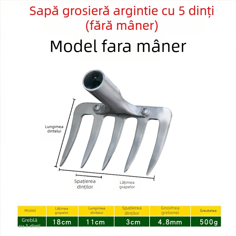 Greblă de grădină din oțel mangan cu dinți de 9 și 5, pentru afânarea solului și îndepărtarea buruienilor, utilizare casnică