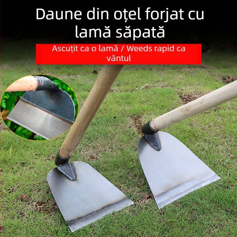 Lopată de grădină din oțel mangan cu cap îmbunătățit, pentru săpat, smulgerea buruienilor și întoarcerea solului