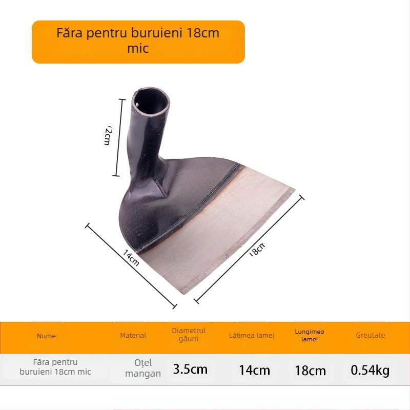 Lopată de grădină din oțel mangan cu cap îmbunătățit, pentru săpat, smulgerea buruienilor și întoarcerea solului