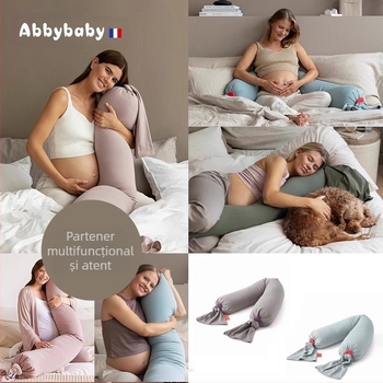 Pernă de maternitate cu formă dreptunghiulară, țesătură din bumbac natural, greutate 0.55–1.0 kg, umplutură: alt tip, potrivită pentru toate etapele sarcinii