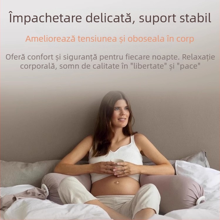 Pernă de maternitate cu formă dreptunghiulară, țesătură din bumbac natural, greutate 0.55–1.0 kg, umplutură: alt tip, potrivită pentru toate etapele sarcinii