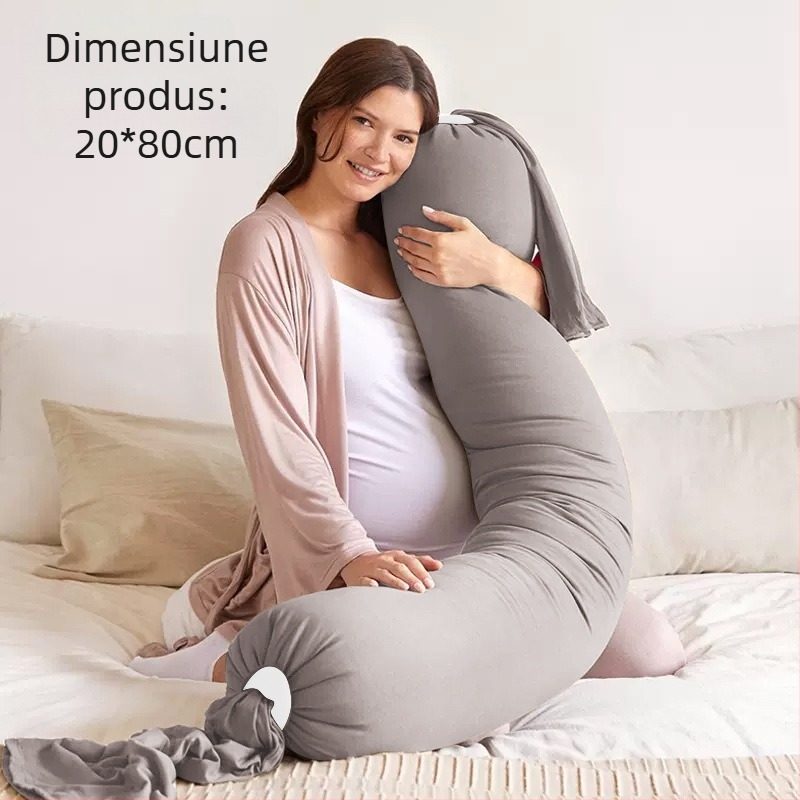Pernă de maternitate cu formă dreptunghiulară, țesătură din bumbac natural, greutate 0.55–1.0 kg, umplutură: alt tip, potrivită pentru toate etapele sarcinii