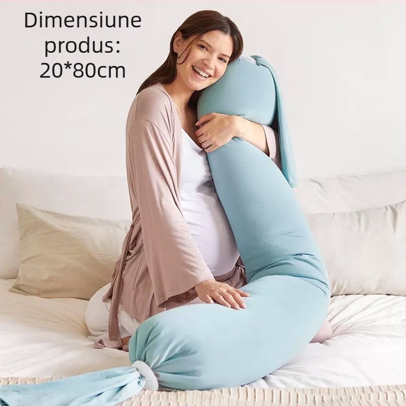 Pernă de maternitate cu formă dreptunghiulară, țesătură din bumbac natural, greutate 0.55–1.0 kg, umplutură: alt tip, potrivită pentru toate etapele sarcinii