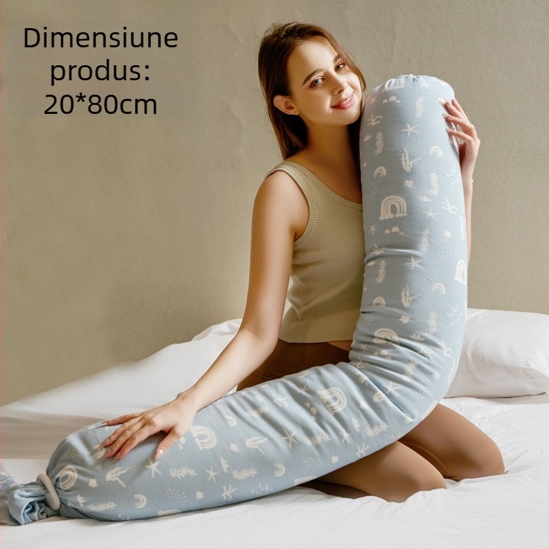 Pernă de maternitate cu formă dreptunghiulară, țesătură din bumbac natural, greutate 0.55–1.0 kg, umplutură: alt tip, potrivită pentru toate etapele sarcinii