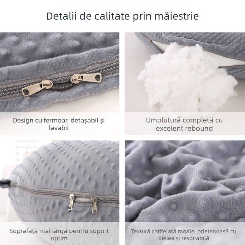 Pernă de sarcină în formă J, tricotată, cu suport pentru talie, umplutură fibre de poliester, 1,9 kg, personalizare disponibilă