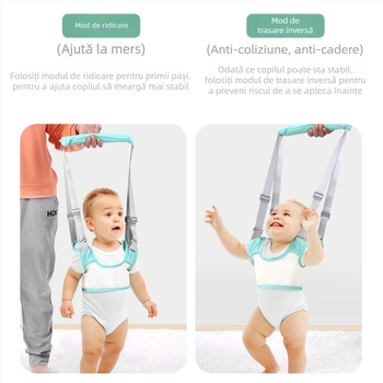 Curea de mers pentru bebeluși - poliester respirabil, ajută la învățarea mersului, sprijin la talie și anti-cădere, potrivită pentru 7–36 de luni