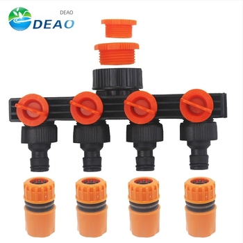 Deo conector din plastic pentru conducte de apă – distribuitor 1 la 4 cu întrerupător, pentru irigații în grădină