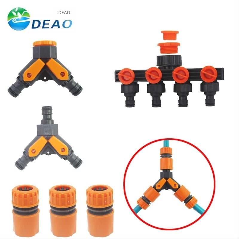 Deo conector din plastic pentru conducte de apă – distribuitor 1 la 4 cu întrerupător, pentru irigații în grădină