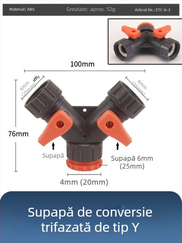 Valvă cu bilă din plastic pentru spălarea mașinii, cu conector rapid, model Hongying, grosime perete 2 mm, clasă A