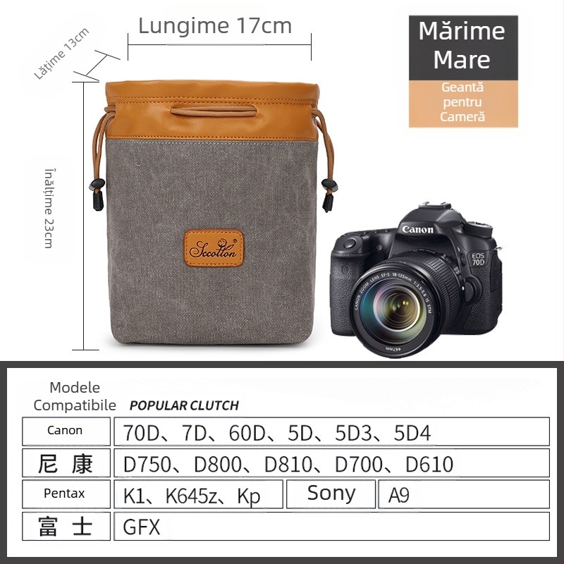 Geantă pentru aparat foto - Seven-Color Cotton, model K-76, pânză, compatibil Canon/Nikon, stil geantă de mână