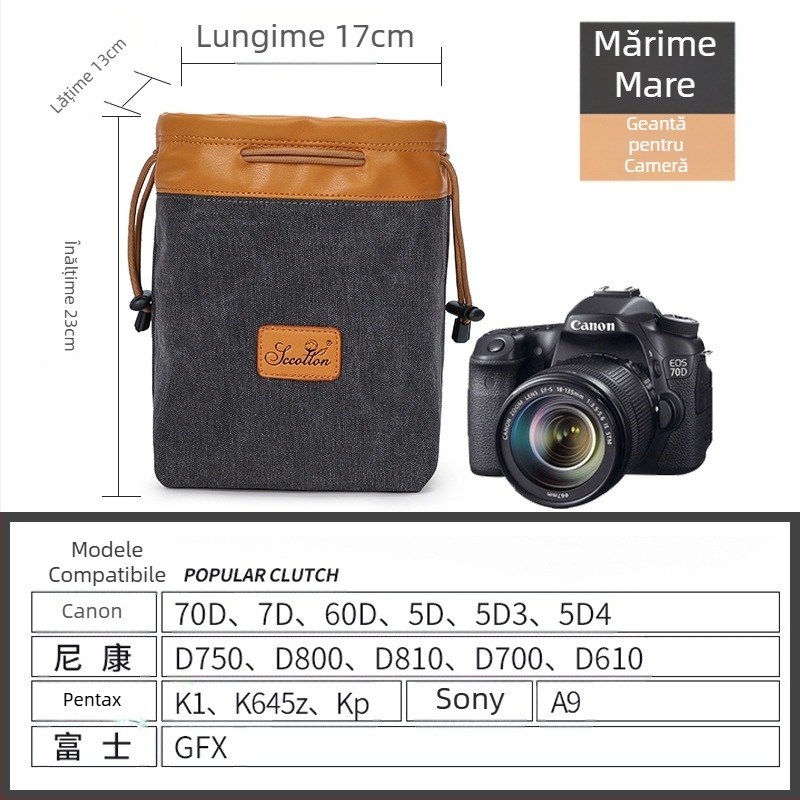 Geantă pentru aparat foto - Seven-Color Cotton, model K-76, pânză, compatibil Canon/Nikon, stil geantă de mână