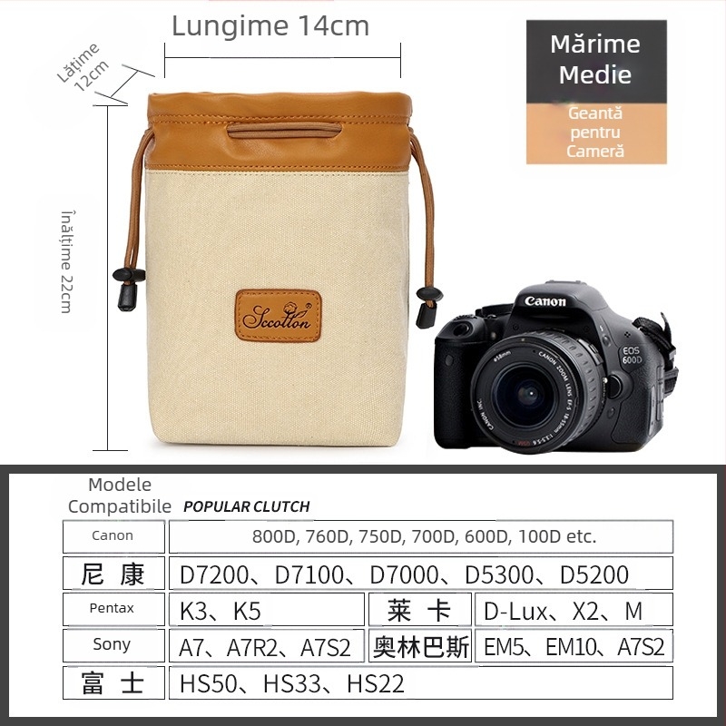 Geantă pentru aparat foto - Seven-Color Cotton, model K-76, pânză, compatibil Canon/Nikon, stil geantă de mână
