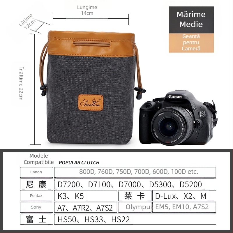 Geantă pentru aparat foto - Seven-Color Cotton, model K-76, pânză, compatibil Canon/Nikon, stil geantă de mână