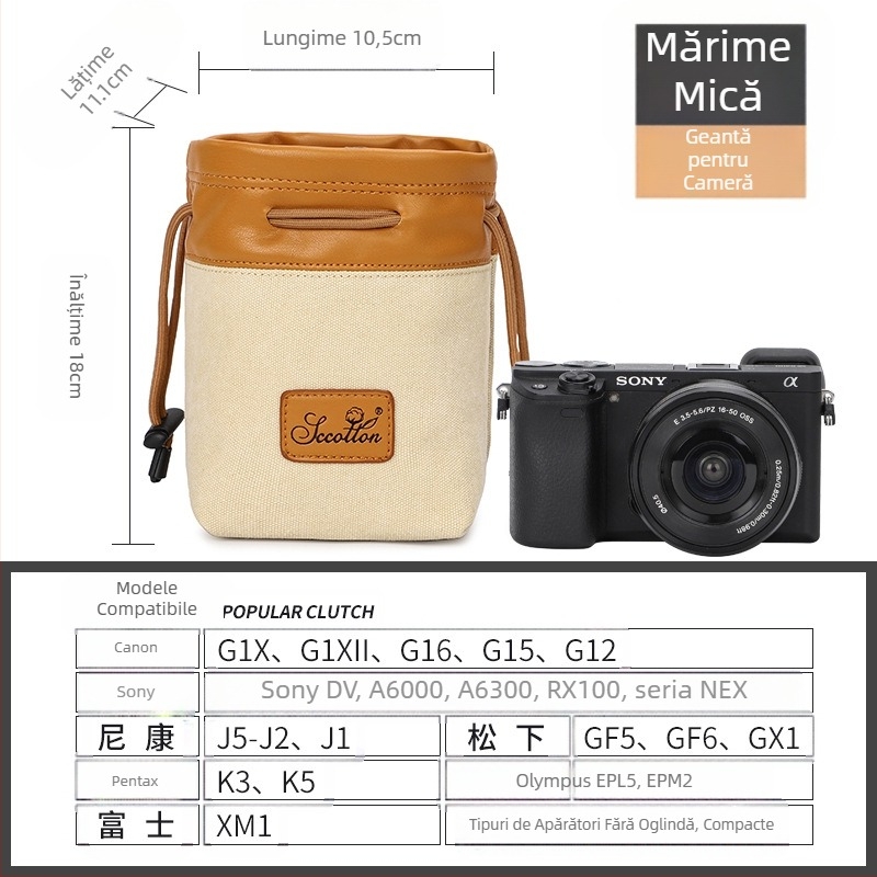 Geantă pentru aparat foto - Seven-Color Cotton, model K-76, pânză, compatibil Canon/Nikon, stil geantă de mână