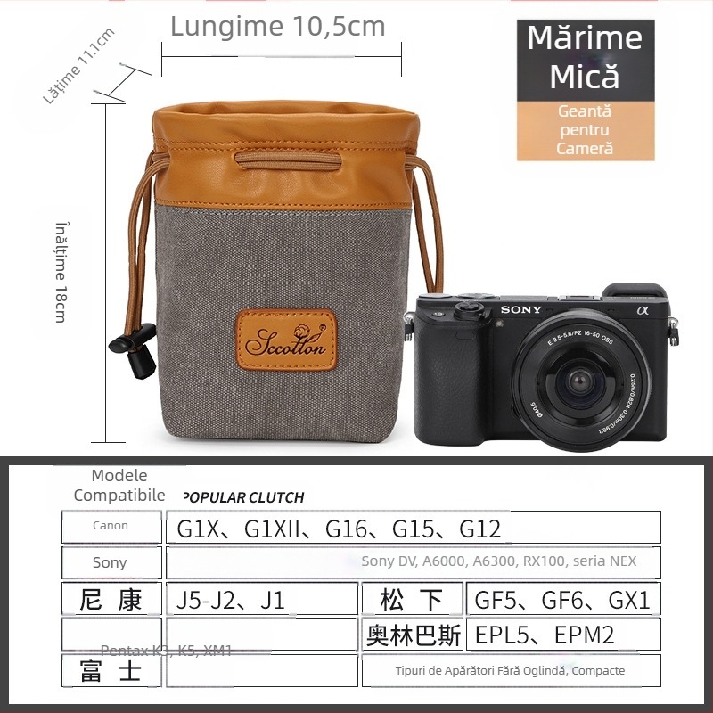 Geantă pentru aparat foto - Seven-Color Cotton, model K-76, pânză, compatibil Canon/Nikon, stil geantă de mână