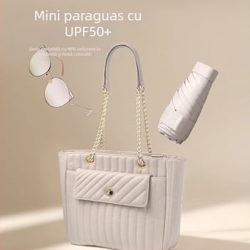 South Joe umbrelă ultraușoară cu șase brațe pentru femei, curea | deschidere manuală, schelet din aliaj, țesătură 210T, UPF>50, design de buzunar compact