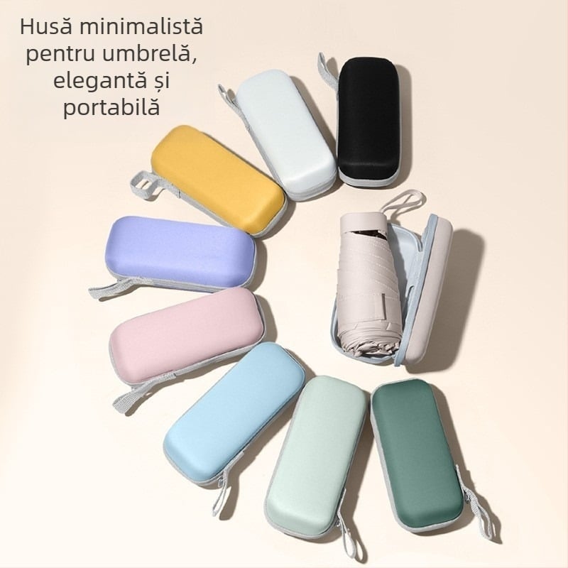 South Joe umbrelă ultraușoară cu șase brațe pentru femei, curea | deschidere manuală, schelet din aliaj, țesătură 210T, UPF>50, design de buzunar compact