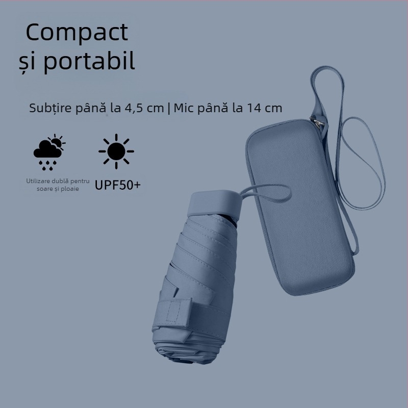 South Joe umbrelă ultraușoară cu șase brațe pentru femei, curea | deschidere manuală, schelet din aliaj, țesătură 210T, UPF>50, design de buzunar compact