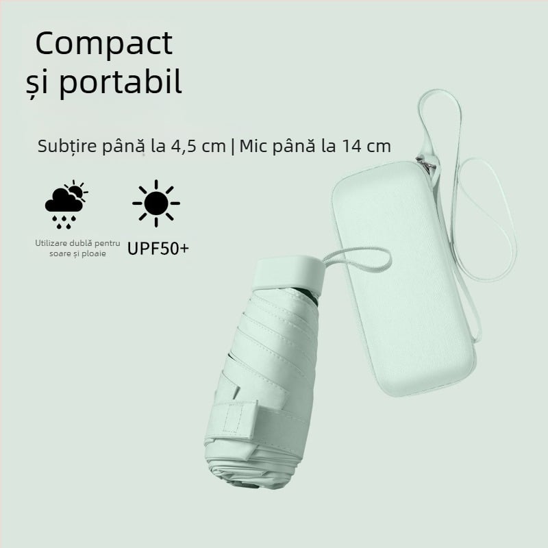South Joe umbrelă ultraușoară cu șase brațe pentru femei, curea | deschidere manuală, schelet din aliaj, țesătură 210T, UPF>50, design de buzunar compact