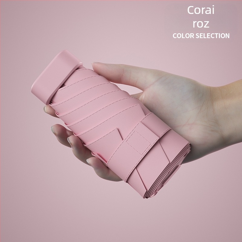 South Joe umbrelă ultraușoară cu șase brațe pentru femei, curea | deschidere manuală, schelet din aliaj, țesătură 210T, UPF>50, design de buzunar compact