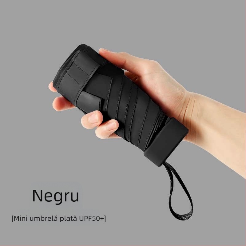 Umbrelă capsule de soare, compactă și ușoară, cadru din oțel cu 6 brațe, țesătură poliester 190T, UPF50+, deschidere manuală