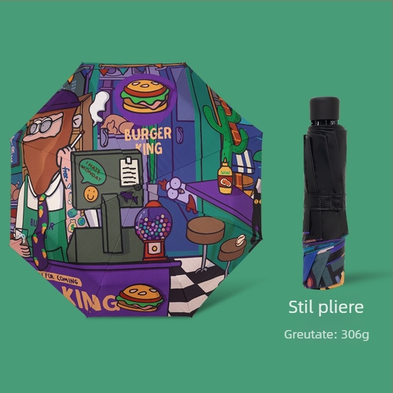 Umbrelă de soare cu 8 nervuri, cadru din fier, ax și mâner din lemn, țesătură poliester 190T, UPF50+, deschidere/închidere manuală