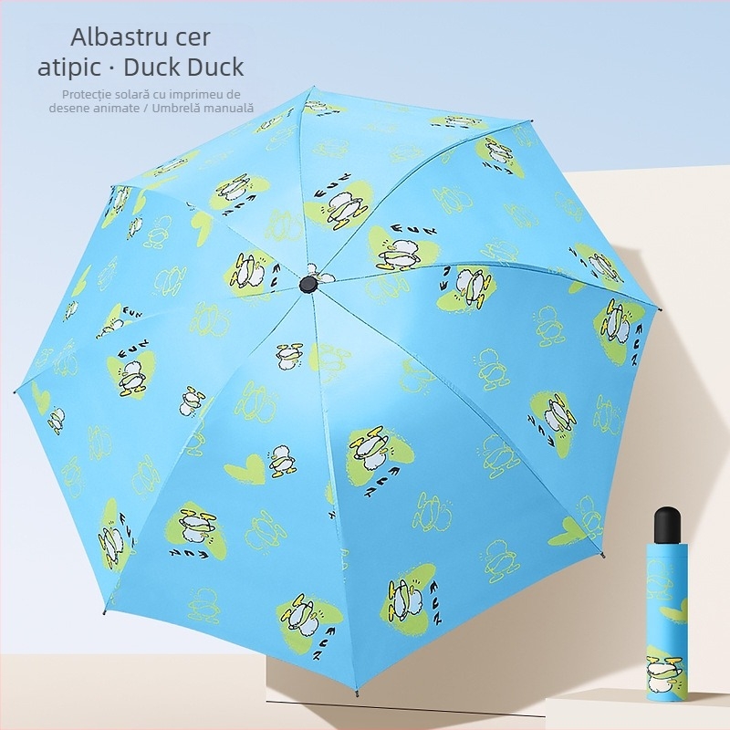 Umbrelă - Dual-Use Soare și Ploaie, Pânză din vinil, 8 spițe din fier, Deschidere/Închidere Manuală, UPF > 40