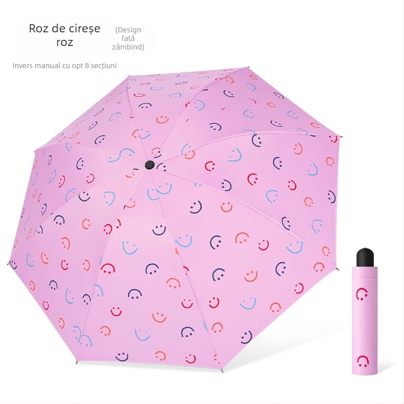 Umbrelă - Dual-Use Soare și Ploaie, Pânză din vinil, 8 spițe din fier, Deschidere/Închidere Manuală, UPF > 40