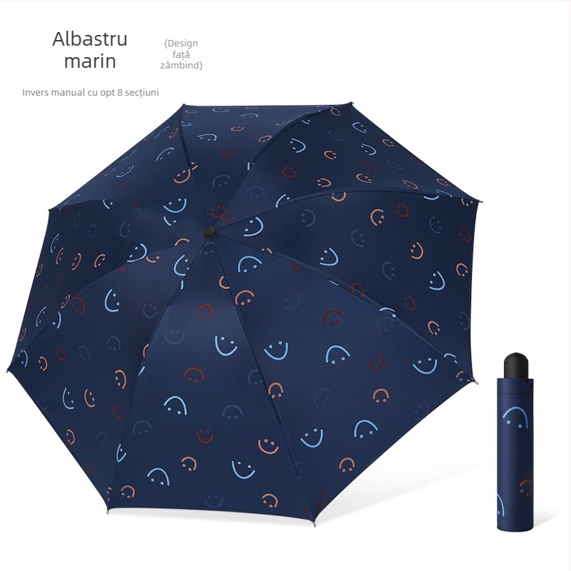 Umbrelă - Dual-Use Soare și Ploaie, Pânză din vinil, 8 spițe din fier, Deschidere/Închidere Manuală, UPF > 40