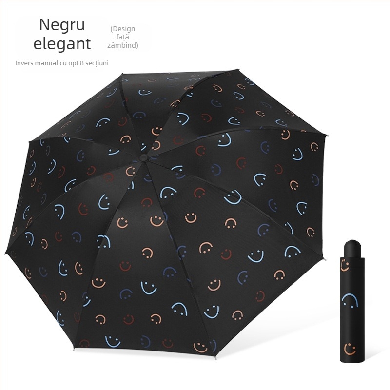 Umbrelă - Dual-Use Soare și Ploaie, Pânză din vinil, 8 spițe din fier, Deschidere/Închidere Manuală, UPF > 40