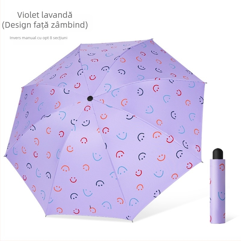Umbrelă - Dual-Use Soare și Ploaie, Pânză din vinil, 8 spițe din fier, Deschidere/Închidere Manuală, UPF > 40