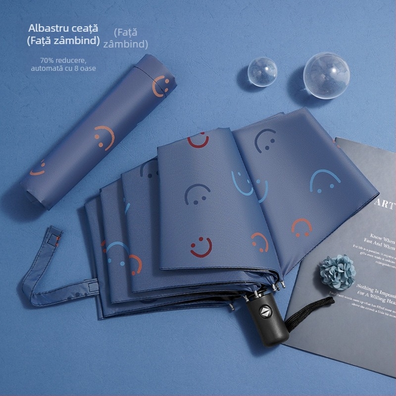 Umbrelă - Dual-Use Soare și Ploaie, Pânză din vinil, 8 spițe din fier, Deschidere/Închidere Manuală, UPF > 40