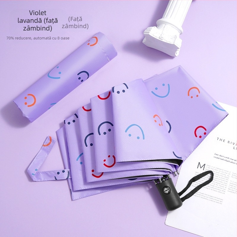 Umbrelă - Dual-Use Soare și Ploaie, Pânză din vinil, 8 spițe din fier, Deschidere/Închidere Manuală, UPF > 40