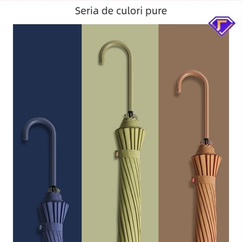 Umbrelă cu mâner lung, 16 brațe, rezistentă la vânt, țesătură 210T, deschidere manuală