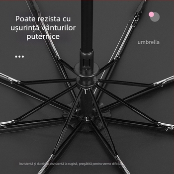 Umbrelă pentru soare și ploaie, design cu trei segmente în stil desen animat, cadru din fier cu 8 arce, deschidere manuală, protecție UV PA+++