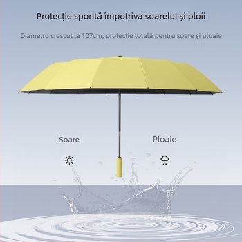 Umbrelă de soare cu cadru cu 16 brațe, deschidere automată, UPF > 50, tijă din fier, mâner din plastic