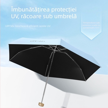 Umbrelă de soare din aluminiu, cinci brațe, UPF 50+ protecție UV, ultra-ușoară 0,22 kg, 6 arce, deschidere manuală, posibilitate logo personalizat