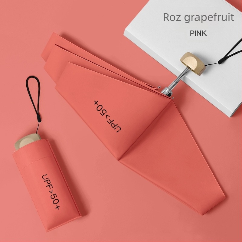 Umbrelă de soare din aluminiu, cinci brațe, UPF 50+ protecție UV, ultra-ușoară 0,22 kg, 6 arce, deschidere manuală, posibilitate logo personalizat